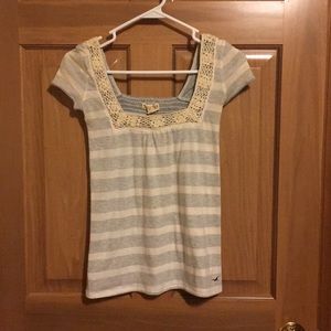 Grey and white stripe Hollister shirt